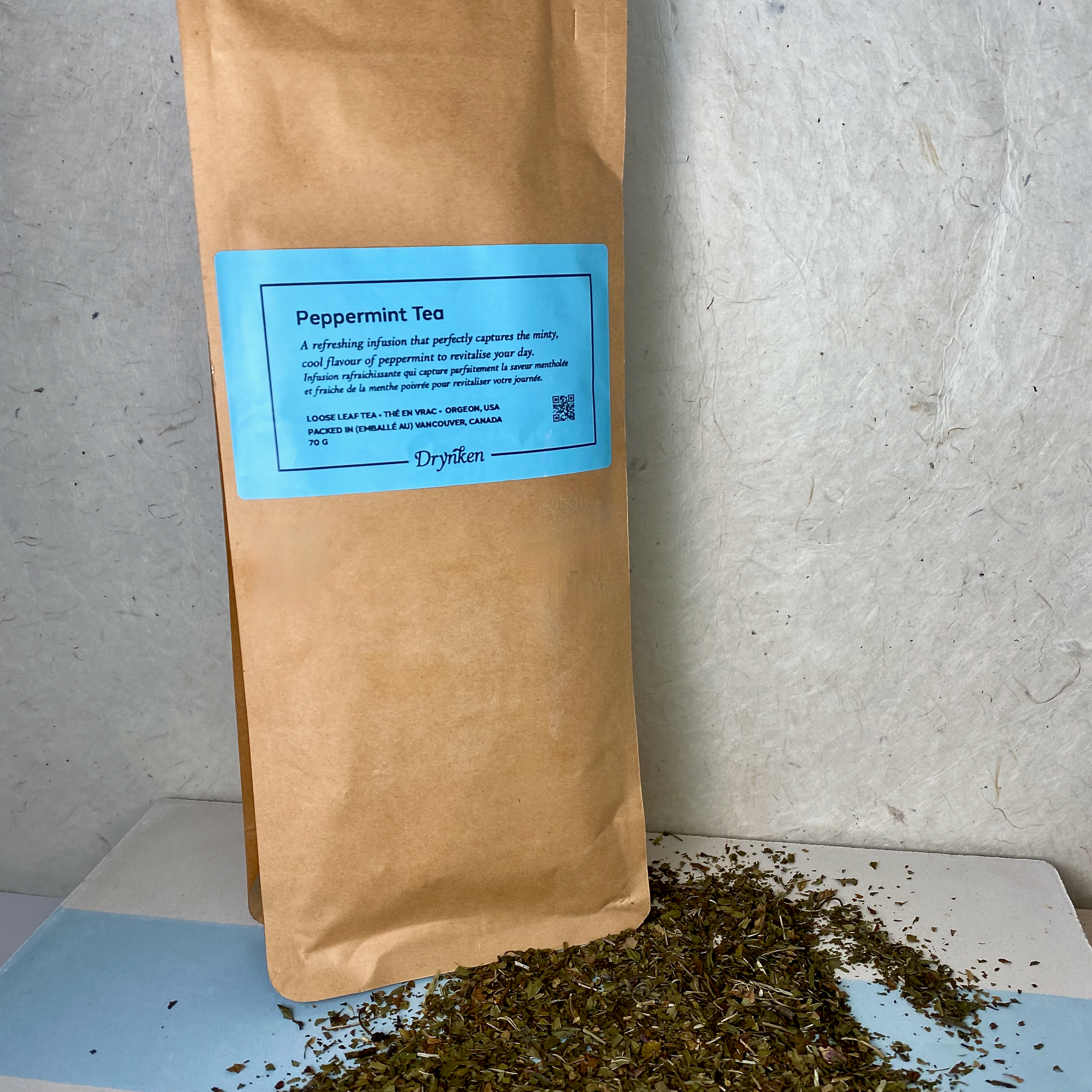 Organic Peppermint Loose Leaf Tea - 70g Package